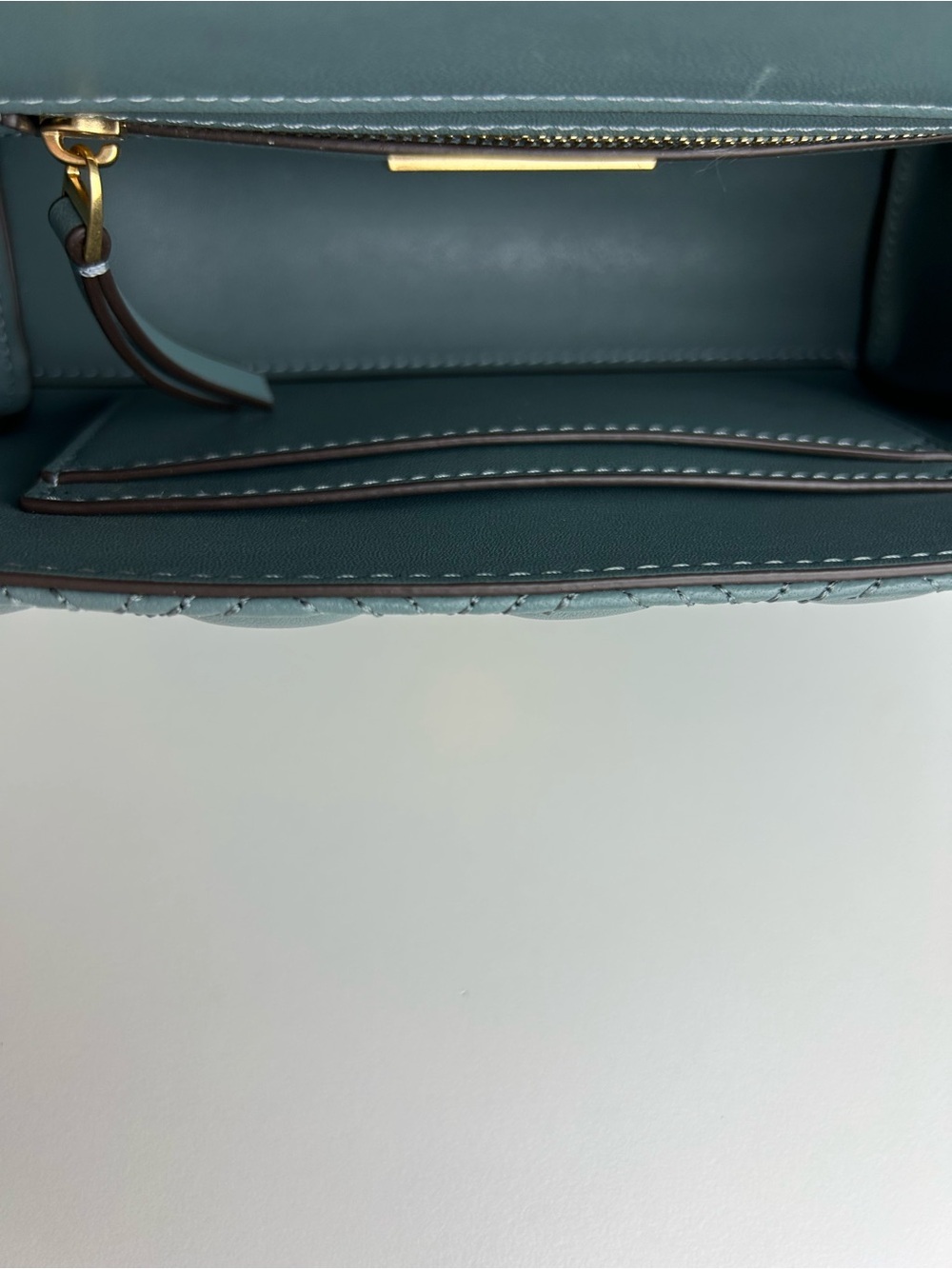 TORY BURCH FLEMING BLUE GRAY SHOULDER CROSSBODY BAG PURSE - Picture 7 of 14